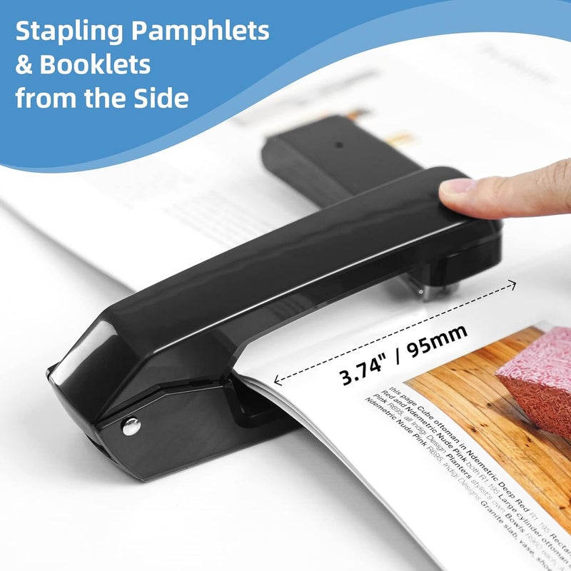 EZWORK Deli/ Swing-Arm Swivel Stapler, 25 Sheets Capacity, 360 Degree Rotate Desk Staplers with 1000 Staples for Booklet or Book Binding, Black - Image 2